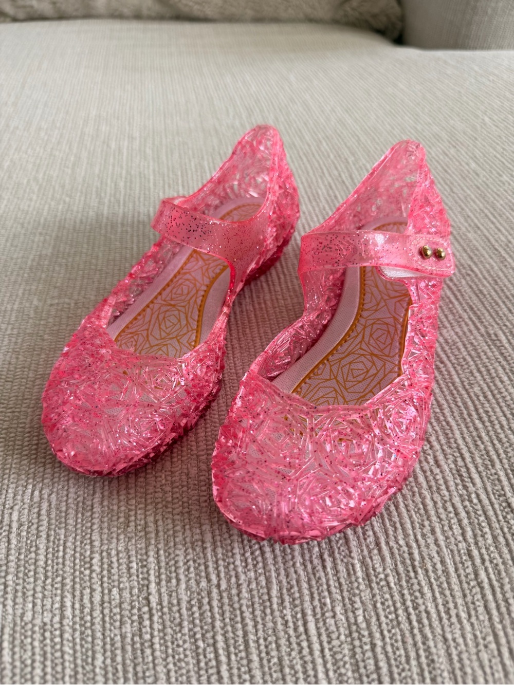 Girls Sparkling Pink Jelly Mary Jane Sandals 30/12T